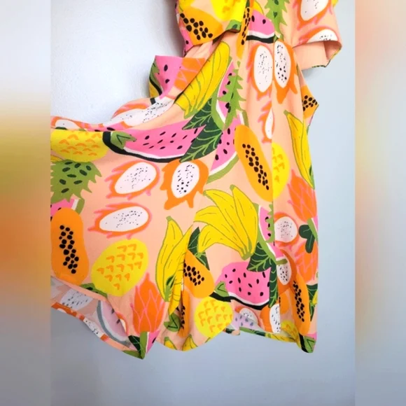 Hutch Anthropologie Jeslyn Tropical Fruit Cutout Halter Romper SZ S - Picture 5 of 8